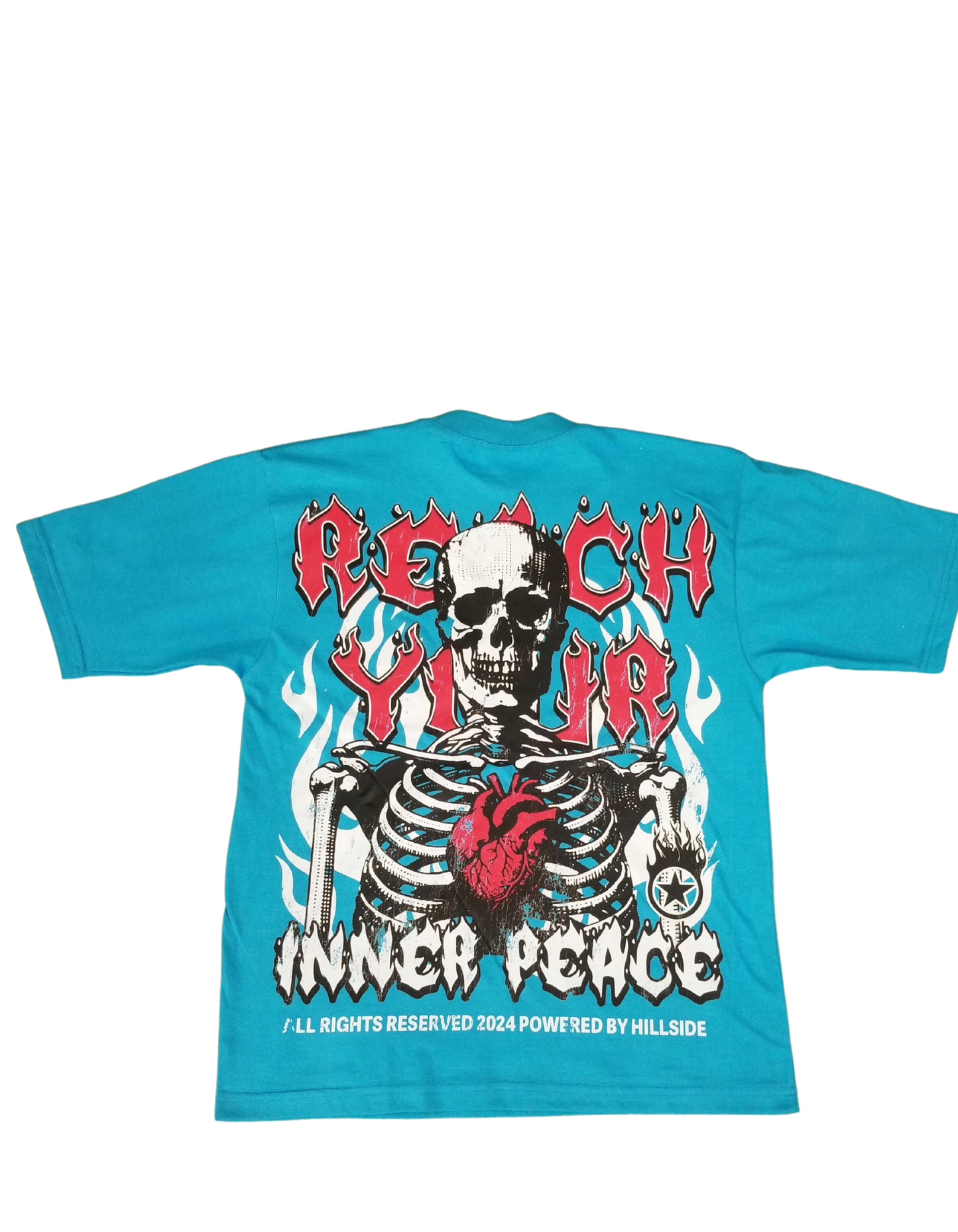 Turquoise & Red “ Reach Your Inner Peace T- Shirt”