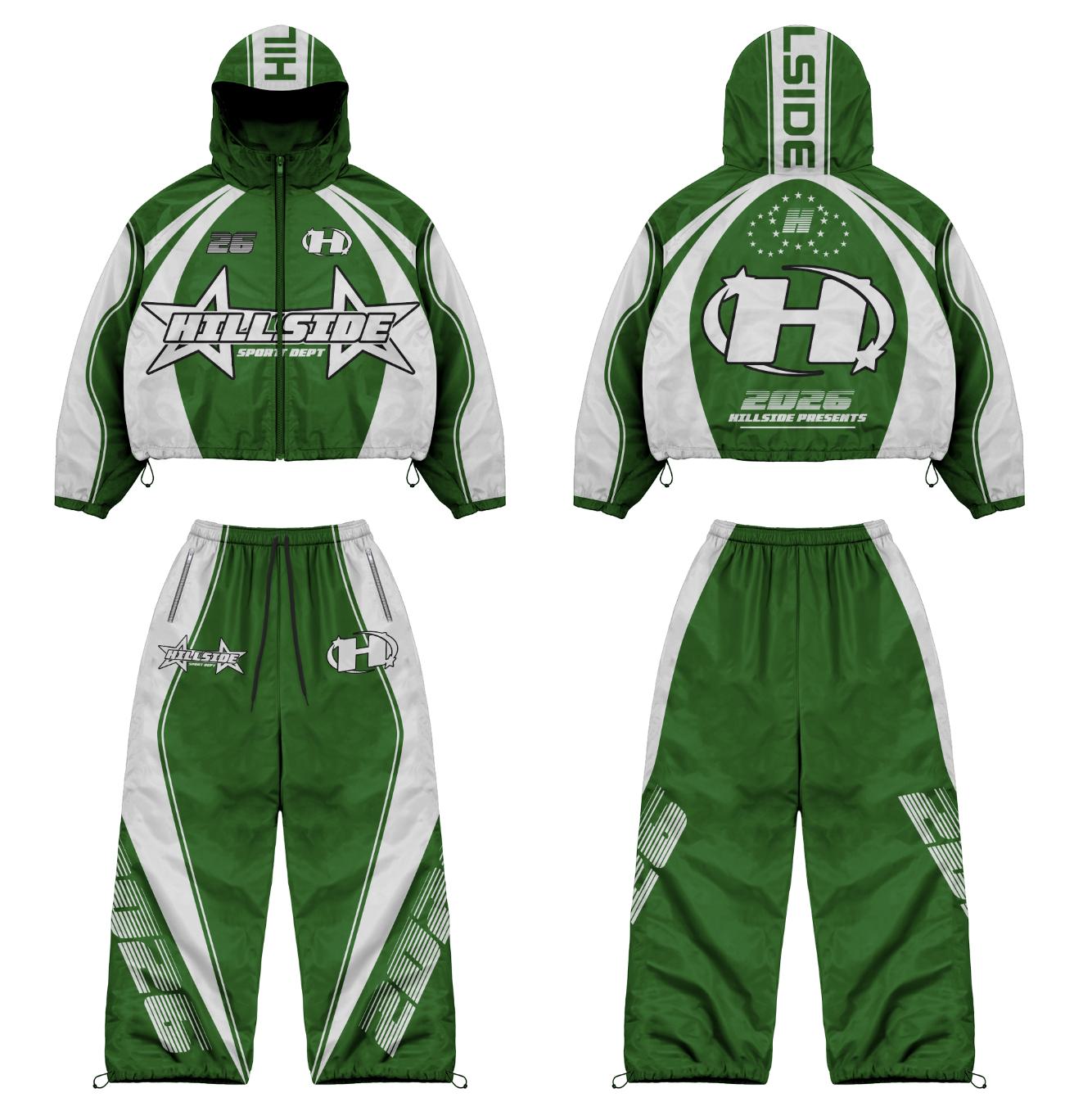 Hillside Sport Dept Kids Windbreaker Tracksuit Set β Green