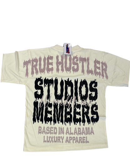 Hillside “True Hustler Studios Members” Graphic Tee – Cream/Black