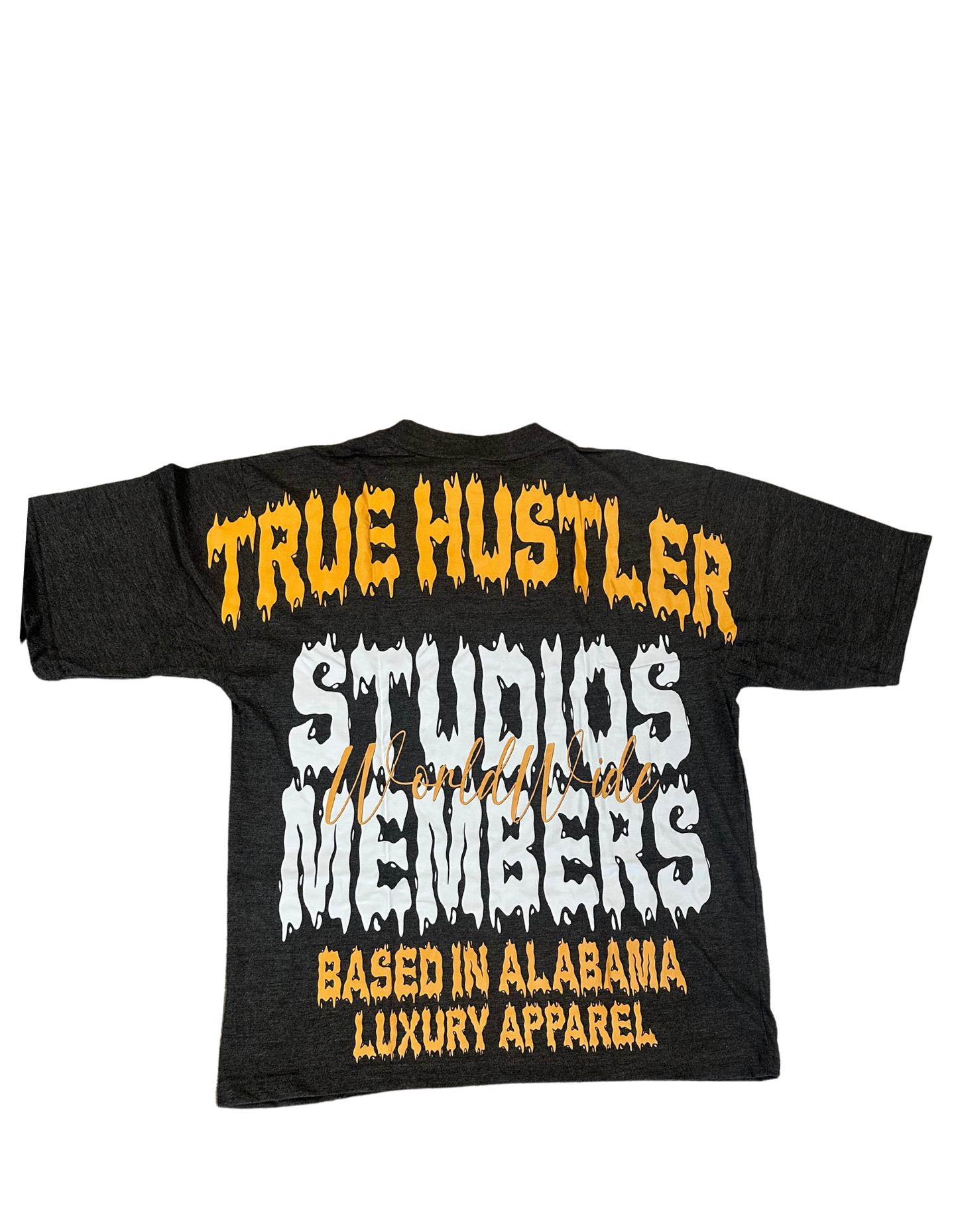 Hillside “True Hustler Studios Members” Graphic Tee – Charcoal/Gold