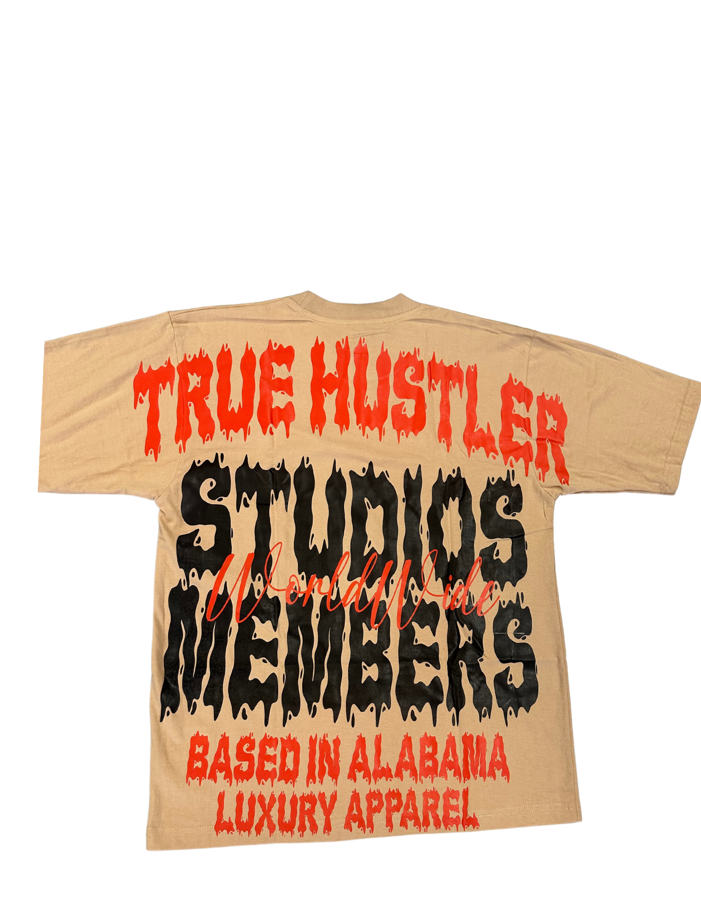 Hillside “True Hustler Studios Members” Graphic Tee – Tan/Red