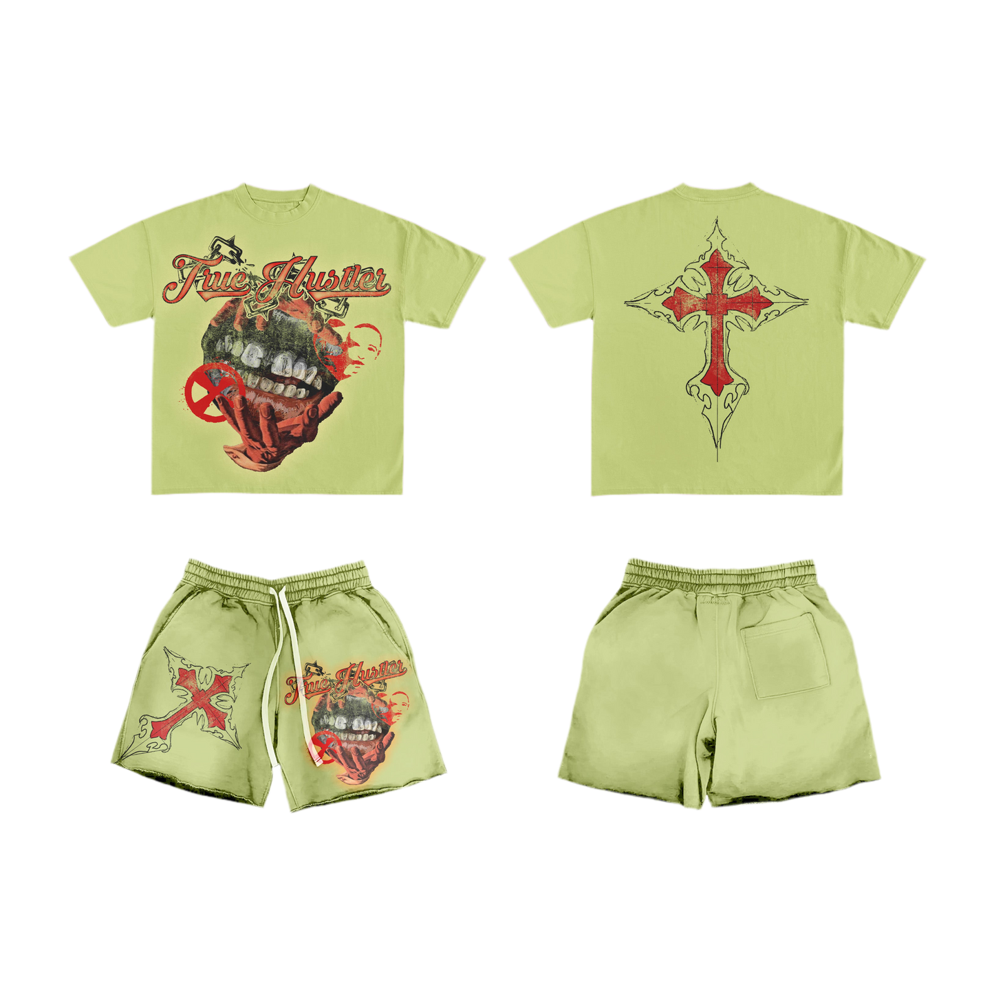 True Hustler Lime Green “Cross Me “ Summer Set