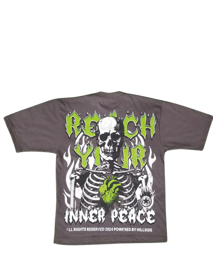 Grey & Lime Green “ Reach Your Inner Peace “ T-Shirt