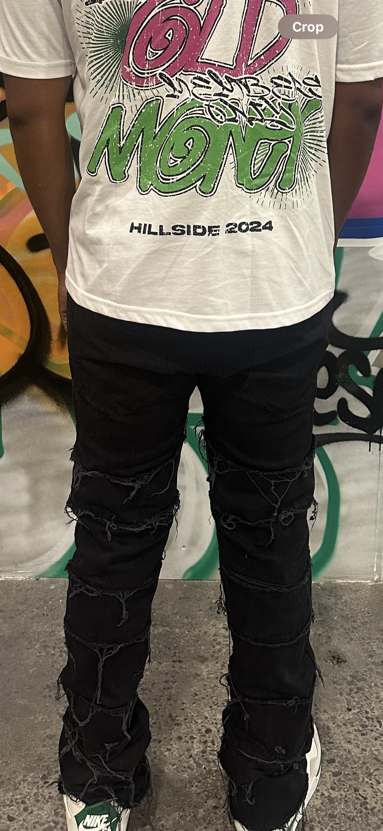 Hillside Distressed Stacked Denim – Black