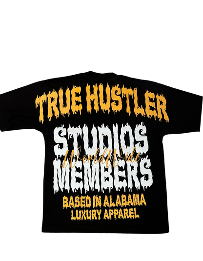 Hillside “True Hustler Studios Members” Graphic Tee – Black/Gold