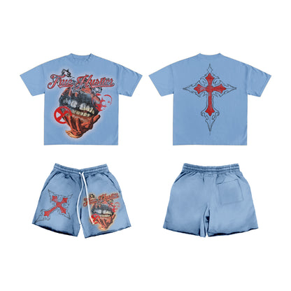 True Hustler Light Blue “Cross Me “ Summer Set