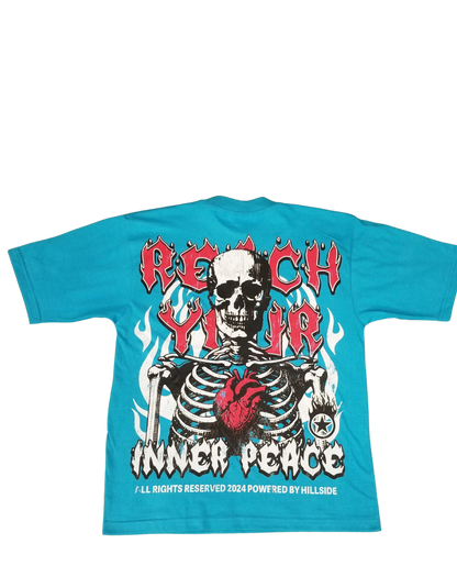 Turquoise & Red “ Reach Your Inner Peace T- Shirt”