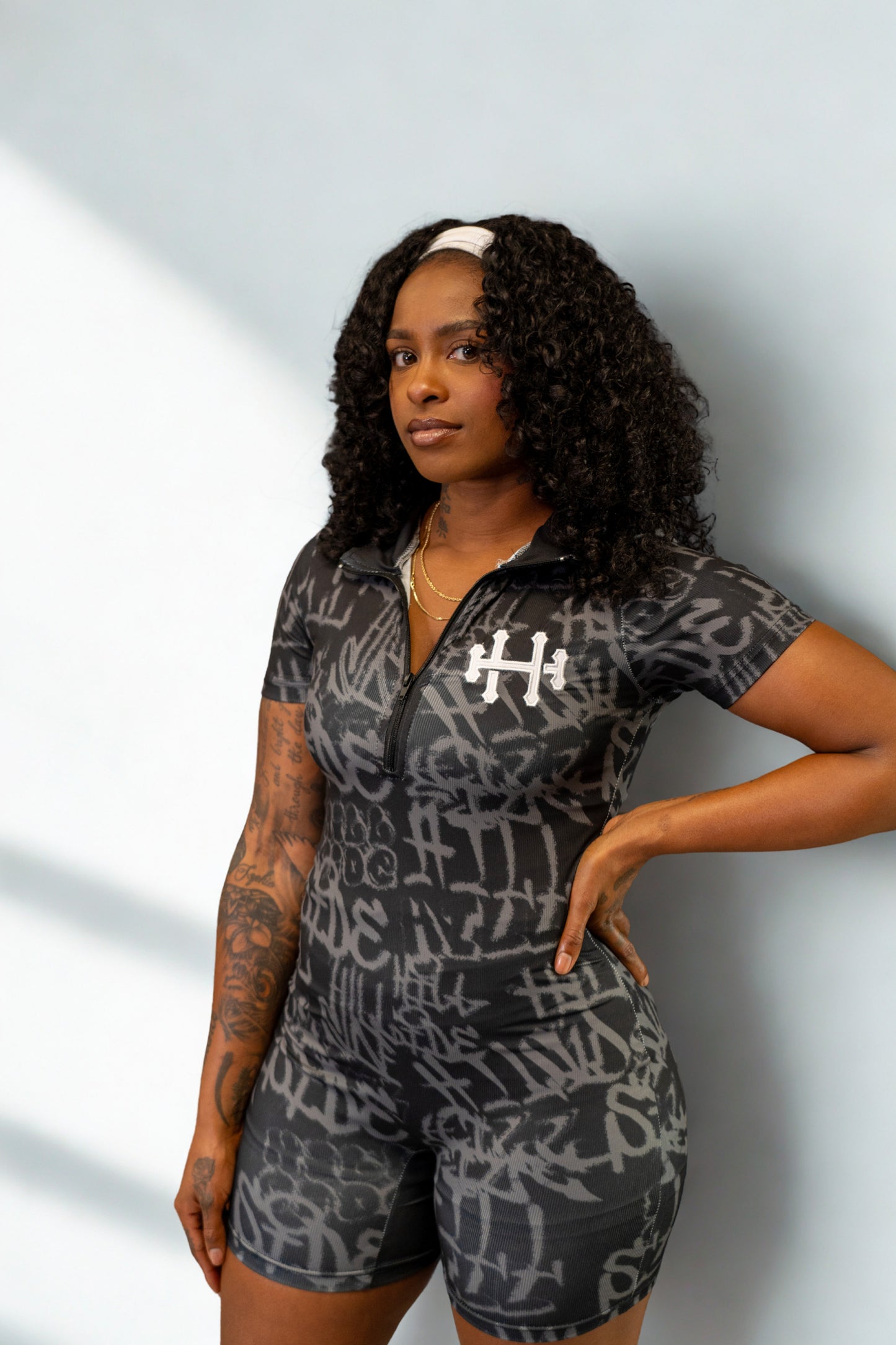 Black Hillside Signature Graffiti Romper