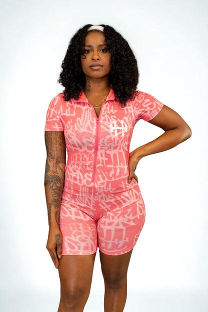 Pink Hillside Signature Graffiti Romper