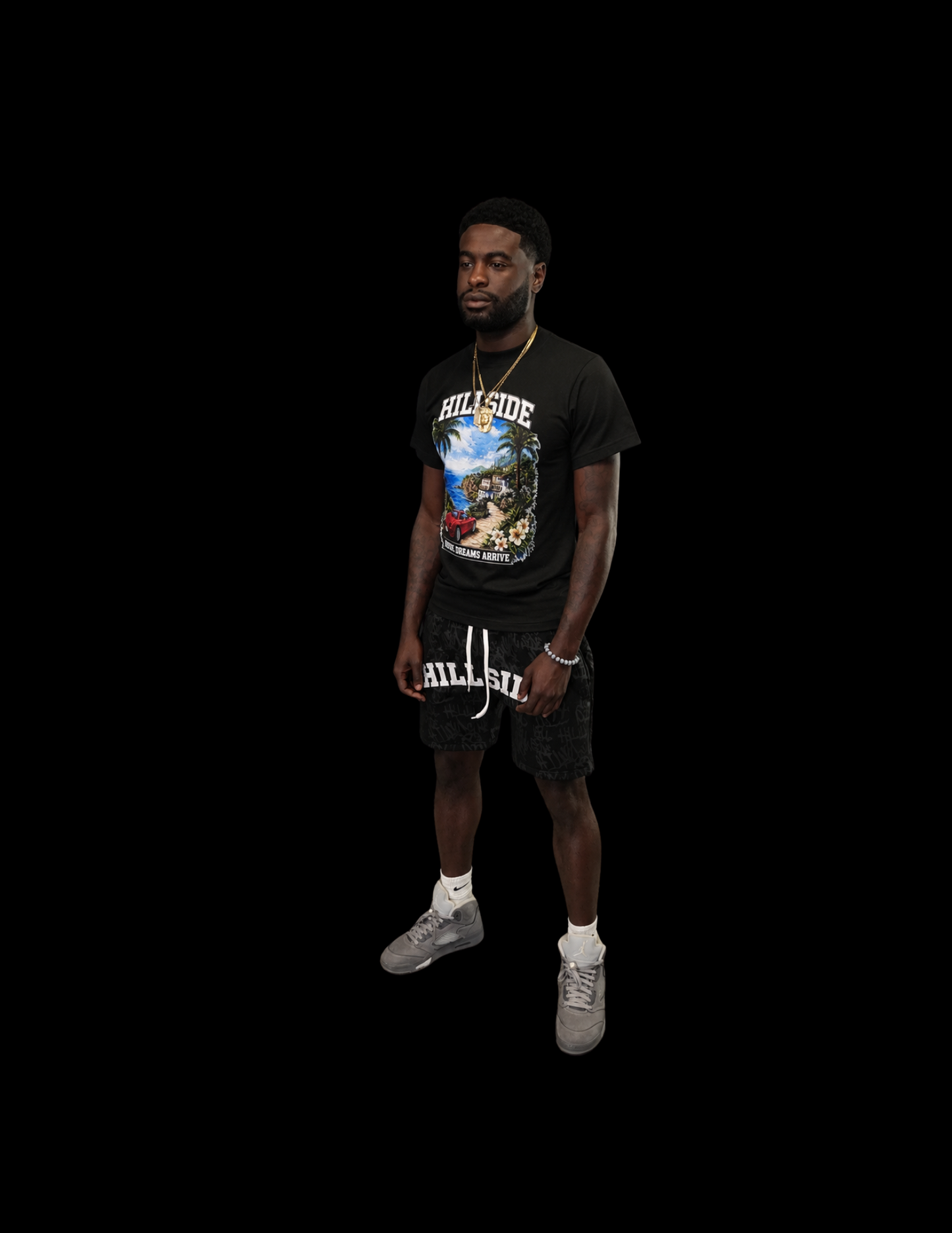 Black Paradise Graphic Tee & Short Set