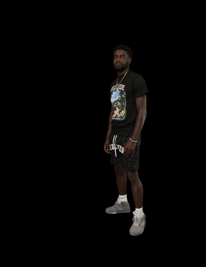 Black Paradise Graphic Tee & Short Set