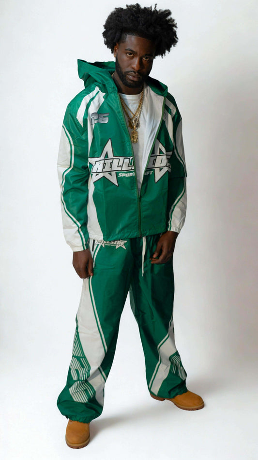 Hillside 26 Sport Windbreaker Set – Green/White
