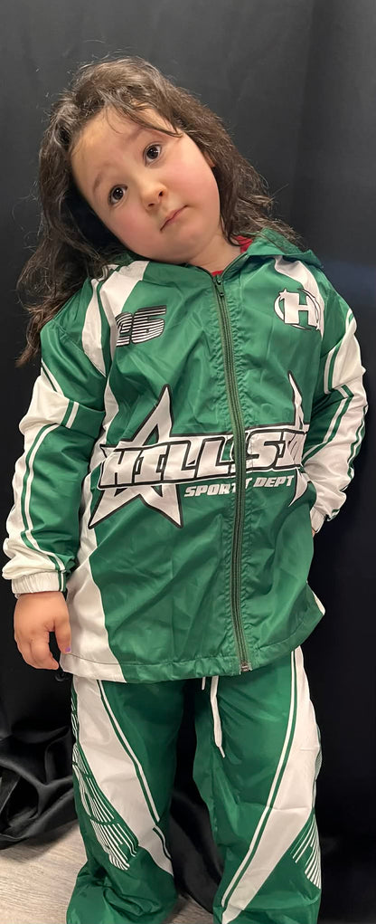 Hillside Sport Dept Kids Windbreaker Tracksuit Set – Green